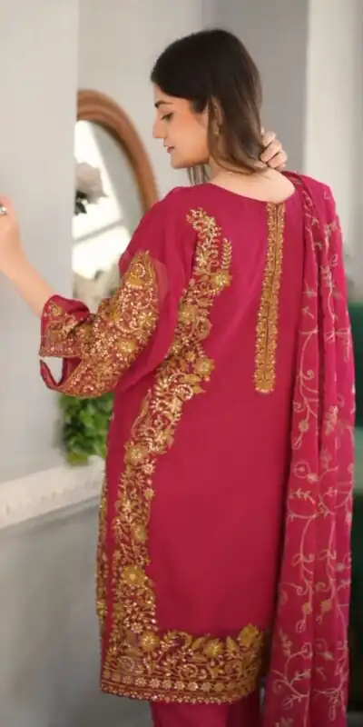ZF 369 Pink Color Faux Georgette Embroidery Sequence Work Salwar Suit Casual, Wedding, Party, Events Etc. Expected Delivery 4-6 Working Days 2149/- | Jump Suits, Salwar suit, Designer Suits, Casual Suits, Creative suits, Palazzo Suits, Party Wear Suits, Patiala Suits, Straight Suits