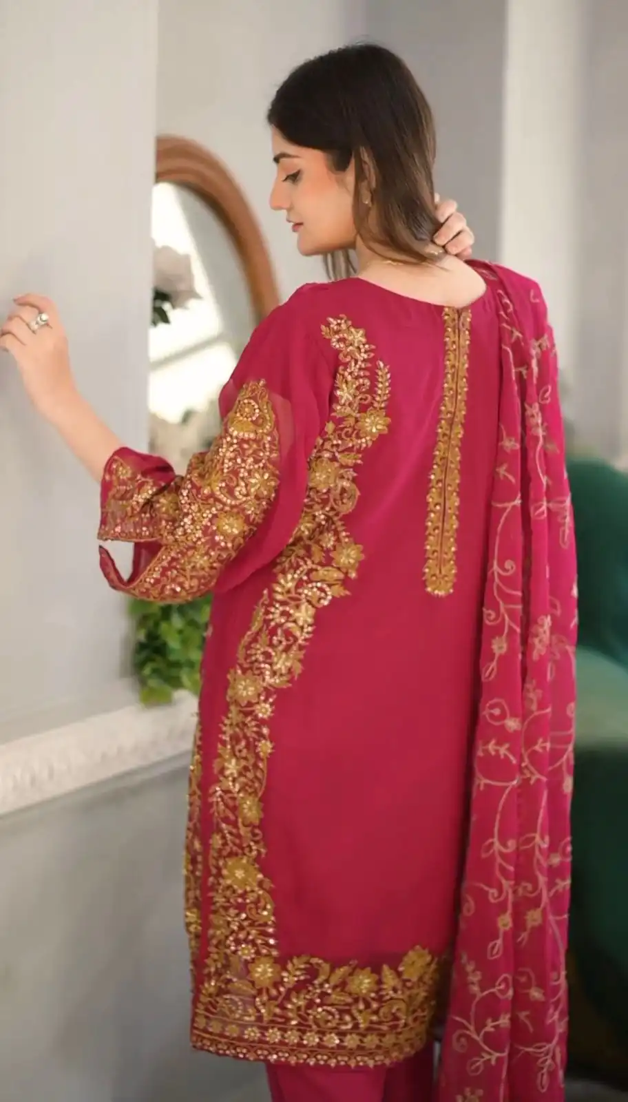 ZF 369 Pink Color Faux Georgette Embroidery Sequence Work Salwar Suit Casual, Wedding, Party, Events Etc. Expected Delivery 4-6 Working Days 2149/- | Jump Suits, Salwar suit, Designer Suits, Casual Suits, Creative suits, Palazzo Suits, Party Wear Suits, Patiala Suits, Straight Suits