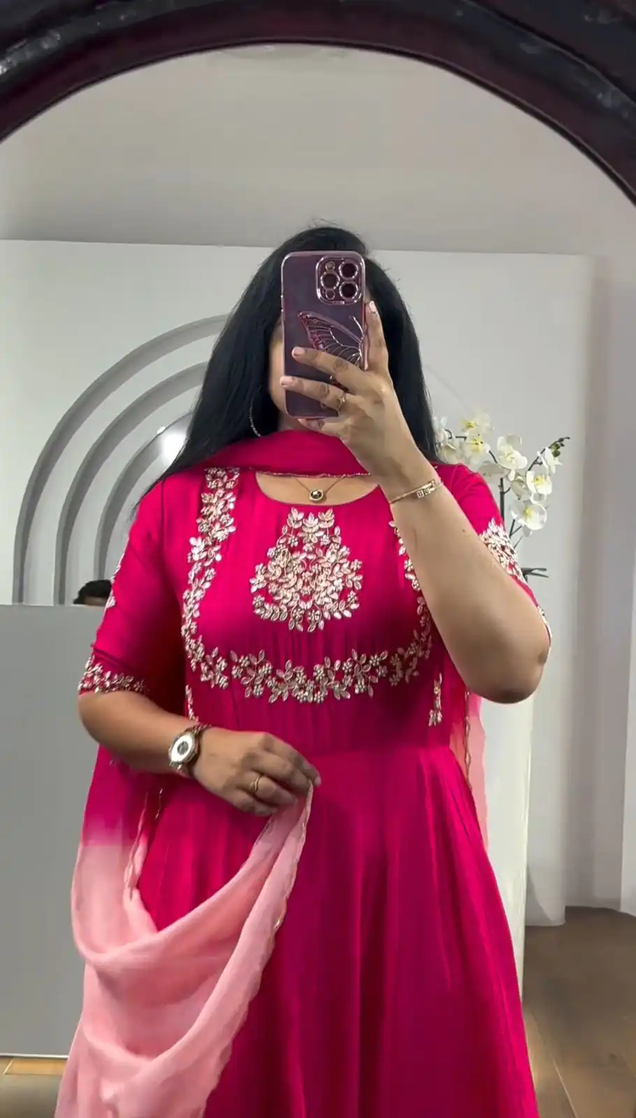 PC 375 Pink Color Chinon Dyeable Embroidery Thread Gown Casual, Party Wear, Events, Festivals Wear Etc. Expected Delivery 4-6 Working Days @2149/- | Gowns, Bollywood Gowns, Creative Gowns, Designer Gowns, Embroidered Gowns, Party Wear Gowns