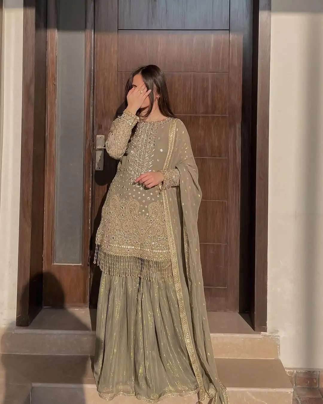 LG 1853 Tan color Georgette Sequence Embroidery Salwar Suit Casual, Wedding, Party, Festive, Events . Expected Delivery  4-6 Working Days @2199/- | Salwar suit, Designer Suits, Casual Suits, Creative suits, Palazzo Suits, Party Wear Suits, Patiala Suits, Straight Suits