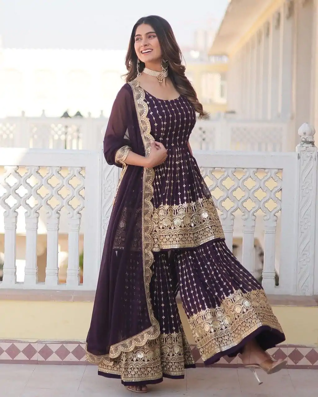   DC G52 Wine Color Georgette Sequence Embroidery Gown Casual, Wedding, Party, Festive, Events Etc. Expected Delivery 4-6 Working Days @2499/- | Jump Suits, Salwar suit, Designer Suits, Casual Suits, Creative suits, Palazzo Suits, Party Wear Suits, Patiala Suits, Straight Suits