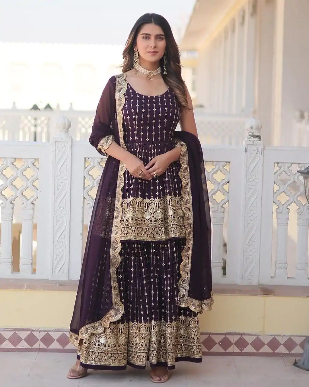   DC G52 Wine Color Georgette Sequence Embroidery Gown Casual, Wedding, Party, Festive, Events Etc. Expected Delivery 4-6 Working Days @2499/- | Jump Suits, Salwar suit, Designer Suits, Casual Suits, Creative suits, Palazzo Suits, Party Wear Suits, Patiala Suits, Straight Suits
