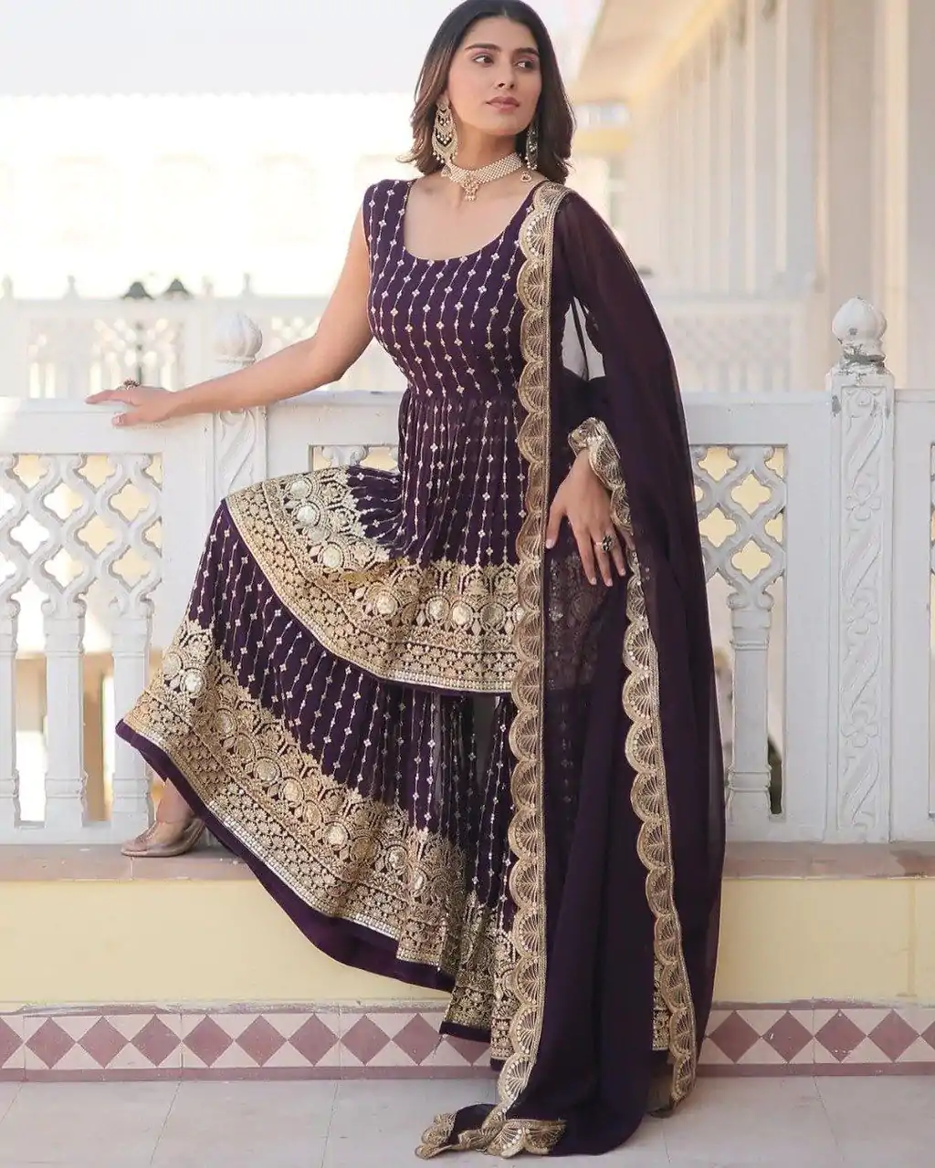   DC G52 Wine Color Georgette Sequence Embroidery Gown Casual, Wedding, Party, Festive, Events Etc. Expected Delivery 4-6 Working Days @2499/- | Jump Suits, Salwar suit, Designer Suits, Casual Suits, Creative suits, Palazzo Suits, Party Wear Suits, Patiala Suits, Straight Suits