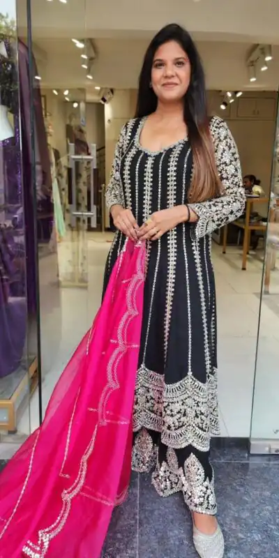 VLM 181 Black Color Chinon Silk Embroidery Sequence Salwar Suit Wedding, Party, Festive, Events Expected Delivery 4-6 Working Days @ 2249/- Only | Salwar suit, Designer Suits, Casual Suits, Creative suits, Party Wear Suits, Straight Suits