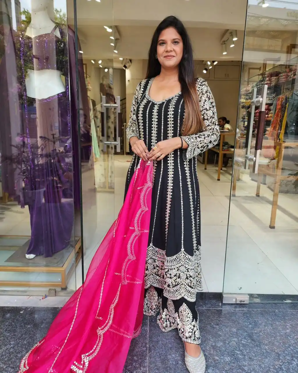 VLM 181 Black Color Chinon Silk Embroidery Sequence Salwar Suit Wedding, Party, Festive, Events Expected Delivery 4-6 Working Days @ 2249/- Only | Salwar suit, Designer Suits, Casual Suits, Creative suits, Party Wear Suits, Straight Suits