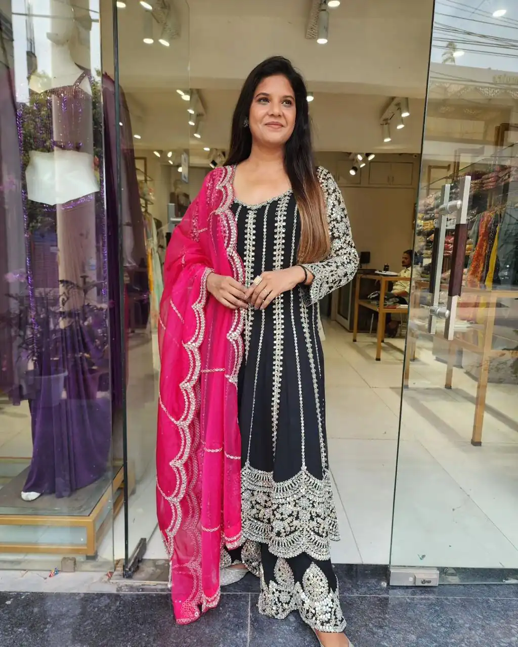 VLM 181 Black Color Chinon Silk Embroidery Sequence Salwar Suit Wedding, Party, Festive, Events Expected Delivery 4-6 Working Days @ 2249/- Only | Salwar suit, Designer Suits, Casual Suits, Creative suits, Party Wear Suits, Straight Suits