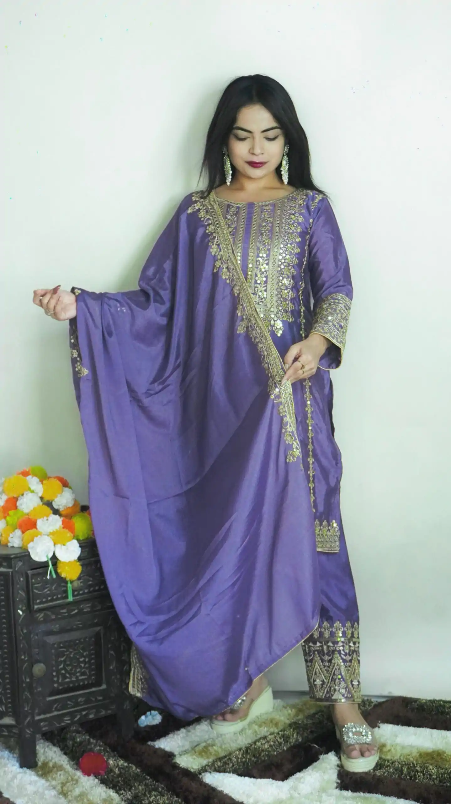 SRK 5151 Dark Violet Color Pure Chinnon Silk Embroidery Sequence Salwar Suit Wedding, Party, Festive, Events Expected Delivery 4-6 Working Days @ 1949/- | Jump Suits, Salwar suit, Designer Suits, Casual Suits, Creative suits, Palazzo Suits, Party Wear Suits, Patiala Suits, Straight Suits