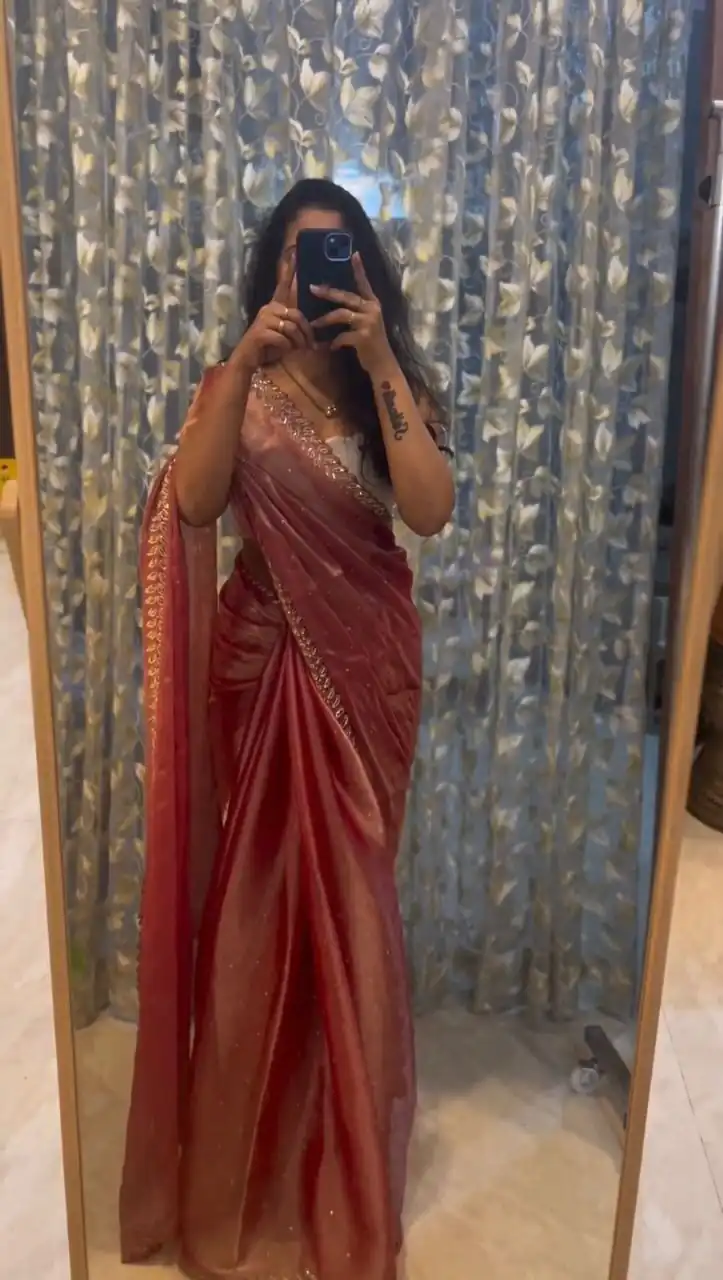 BT 1221 Peach Color Soft Jimmy Choo Embroidery Sequence Saree Casual, Party Wear, Traditional Wear, Wedding Wear, Events Etc.@1799/- | Sarees, Bollywood Sarees, Creative Sarees, Designer Sarees, Ethnic Saree, Modern Digital sarees, Party Wear Sarees