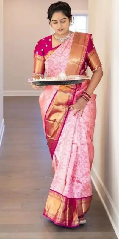 SC Niyati silk Pink Color Soft Silk Golden And Silver Zari Design Saree Casual, Party Wear, Events, Festivals Etc. Expected Delivery 4-6 Working Days 1599/- | Sarees, Bollywood Sarees, Creative Sarees, Designer Sarees, Embroidered Sarees, Ethnic Saree, Modern Digital sarees, Party Wear Sarees