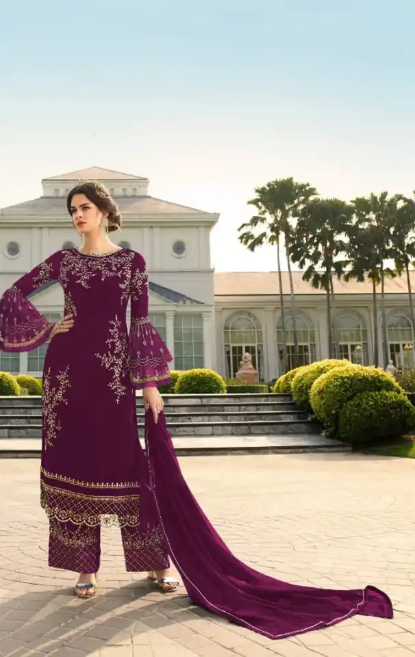 DS 0022832 Purple color Georgette Embroidered Sequence Salwar Suit Casual, Wedding, Party, Festive, Events . Expected Delivery  4-6 Working Days @1899/- | Salwar suit, Designer Suits, Casual Suits, Creative suits, Palazzo Suits, Party Wear Suits, Patiala Suits, Straight Suits