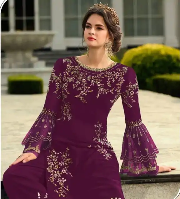 DS 0022832 Purple color Georgette Embroidered Sequence Salwar Suit Casual, Wedding, Party, Festive, Events . Expected Delivery  4-6 Working Days @1899/- | Salwar suit, Designer Suits, Casual Suits, Creative suits, Palazzo Suits, Party Wear Suits, Patiala Suits, Straight Suits