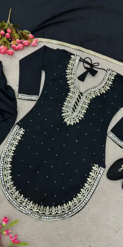 SRK 5138 Black Color Pure Chinnon Embroidery Diamond Salwar Suit Wedding, Party, Festive, Events Expected Delivery 4-6 Working Days @ 1949/- | Jump Suits, Salwar suit, Designer Suits, Casual Suits, Creative suits, Palazzo Suits, Party Wear Suits, Patiala Suits, Straight Suits