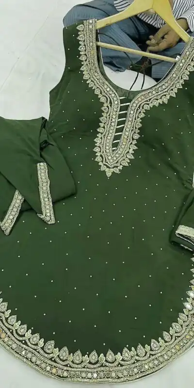 SRK 5138 Green Color Pure Chinnon Embroidery Diamond Salwar Suit Wedding, Party, Festive, Events Expected Delivery 4-6 Working Days @ 1949/- | Jump Suits, Salwar suit, Designer Suits, Casual Suits, Creative suits, Palazzo Suits, Party Wear Suits, Patiala Suits, Straight Suits