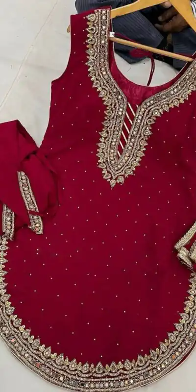 SRK 5138 Red Color Pure Chinnon Embroidery Diamond Salwar Suit Wedding, Party, Festive, Events Expected Delivery 4-6 Working Days @ 1949/- | Jump Suits, Salwar suit, Designer Suits, Casual Suits, Creative suits, Palazzo Suits, Party Wear Suits, Patiala Suits, Straight Suits
