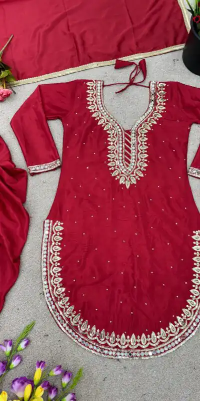 SRK 5138 Red Color Pure Chinnon Embroidery Diamond Salwar Suit Wedding, Party, Festive, Events Expected Delivery 4-6 Working Days @ 1949/- | Jump Suits, Salwar suit, Designer Suits, Casual Suits, Creative suits, Palazzo Suits, Party Wear Suits, Patiala Suits, Straight Suits