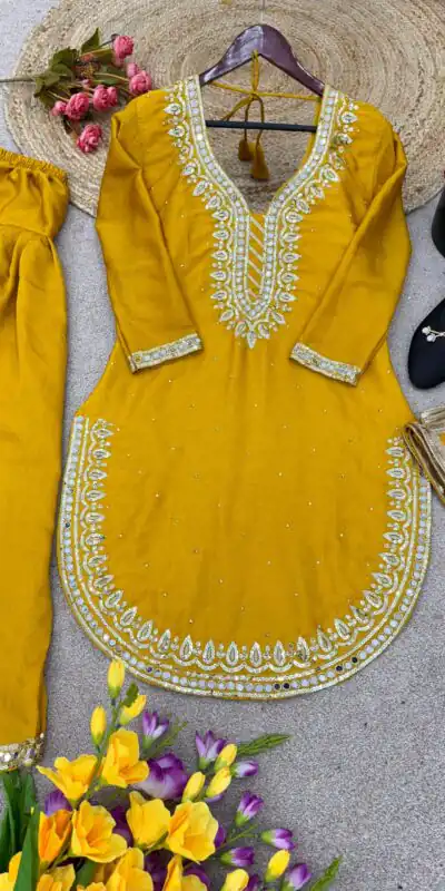 SRK 5138 Yellow Color Pure Chinnon Embroidery Diamond Salwar Suit Wedding, Party, Festive, Events Expected Delivery 4-6 Working Days @ 1949/- | Jump Suits, Salwar suit, Designer Suits, Casual Suits, Creative suits, Palazzo Suits, Party Wear Suits, Patiala Suits, Straight Suits