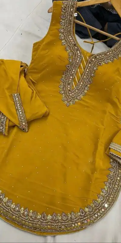 SRK 5138 Yellow Color Pure Chinnon Embroidery Diamond Salwar Suit Wedding, Party, Festive, Events Expected Delivery 4-6 Working Days @ 1949/- | Jump Suits, Salwar suit, Designer Suits, Casual Suits, Creative suits, Palazzo Suits, Party Wear Suits, Patiala Suits, Straight Suits