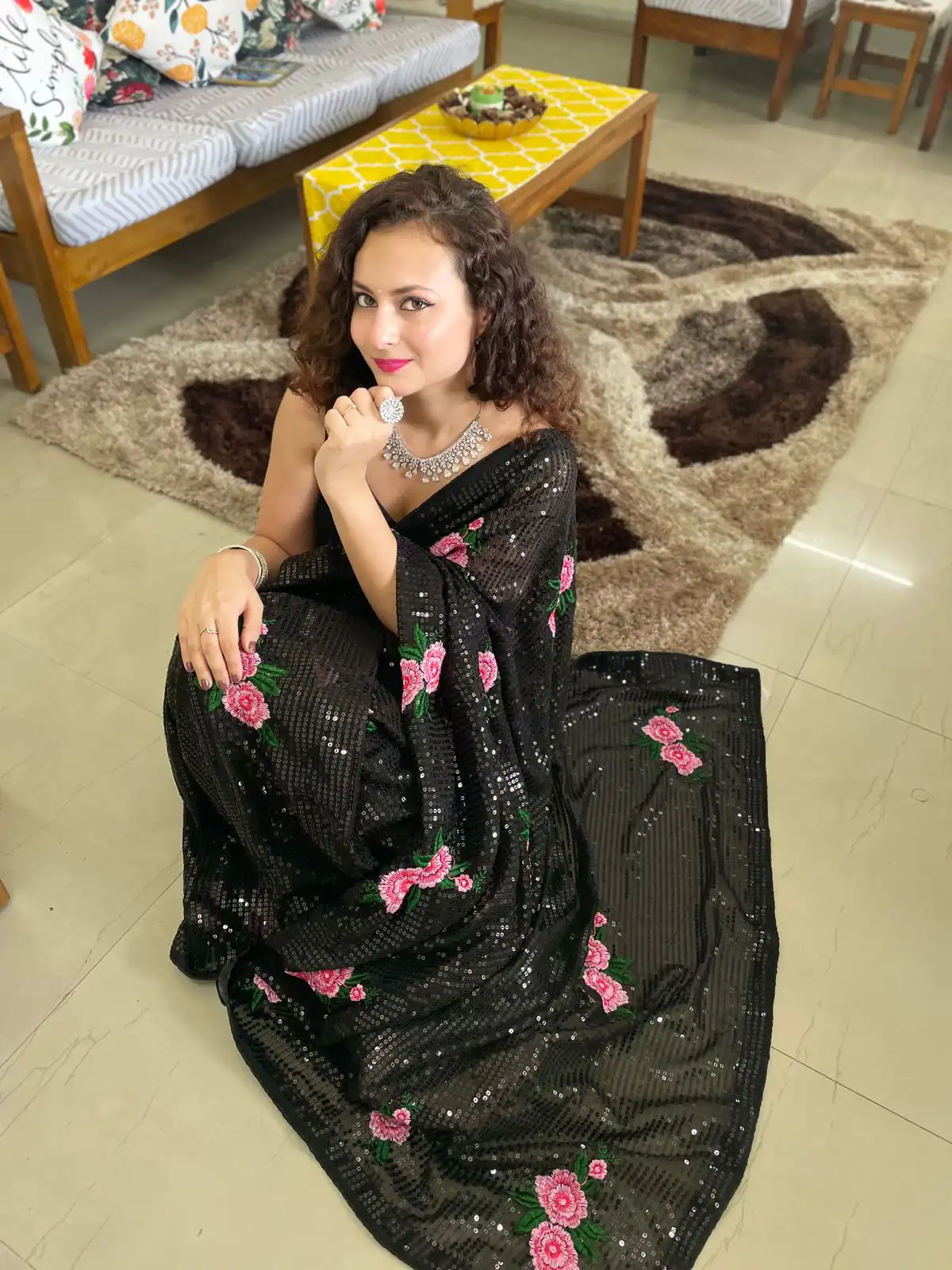 AC SEQUENCE Black  Color Georgette Sequence Multi Thread Work Saree Casual, Wedding, Festive, Events Expected Delivery 4-6 Working Days @1899 /- | Sarees, Bollywood Sarees, Creative Sarees, Designer Sarees, Embroidered Sarees, Ethnic Saree, Modern Digital sarees, Party Wear Sarees