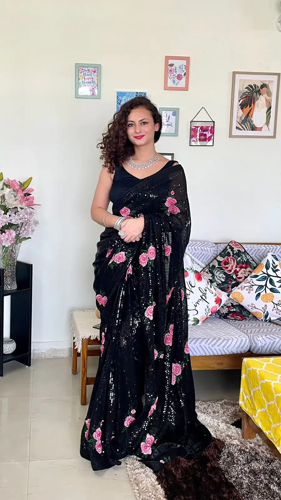 AC SEQUENCE Black  Color Georgette Sequence Multi Thread Work Saree Casual, Wedding, Festive, Events Expected Delivery 4-6 Working Days @1899 /- | Sarees, Bollywood Sarees, Creative Sarees, Designer Sarees, Embroidered Sarees, Ethnic Saree, Modern Digital sarees, Party Wear Sarees