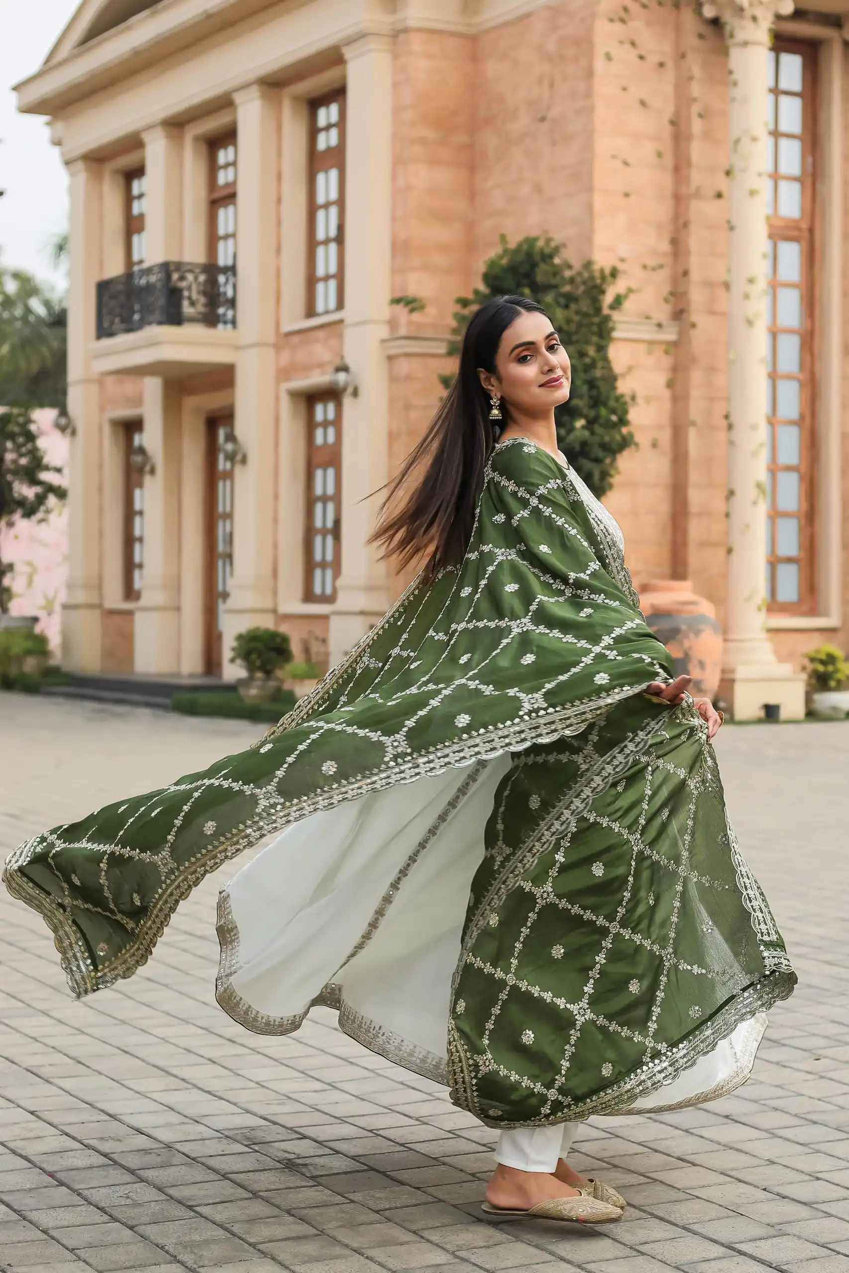 AD157 White & Green Color Chinon Silk Embroidery Sequence Salwar Suit Wedding, Party, Festive, Events Expected Delivery 4-6 Working Days @ 2099/- | Salwar suit, Designer Suits, Casual Suits, Creative suits, Palazzo Suits, Party Wear Suits, Patiala Suits, Straight Suits