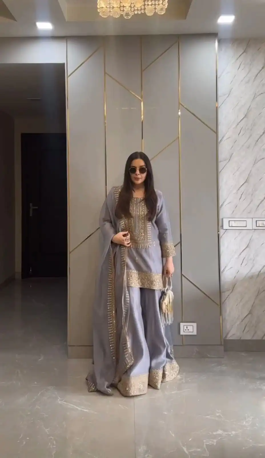 ZF 374 Grey Color Chinnon Silk Embroidery Sequence Salwar Suit Casual, Wedding, Party, Events Etc. Expected Delivery 4-6 Working Days 2099/- | Jump Suits, Salwar suit, Designer Suits, Casual Suits, Creative suits, Palazzo Suits, Party Wear Suits, Patiala Suits, Straight Suits