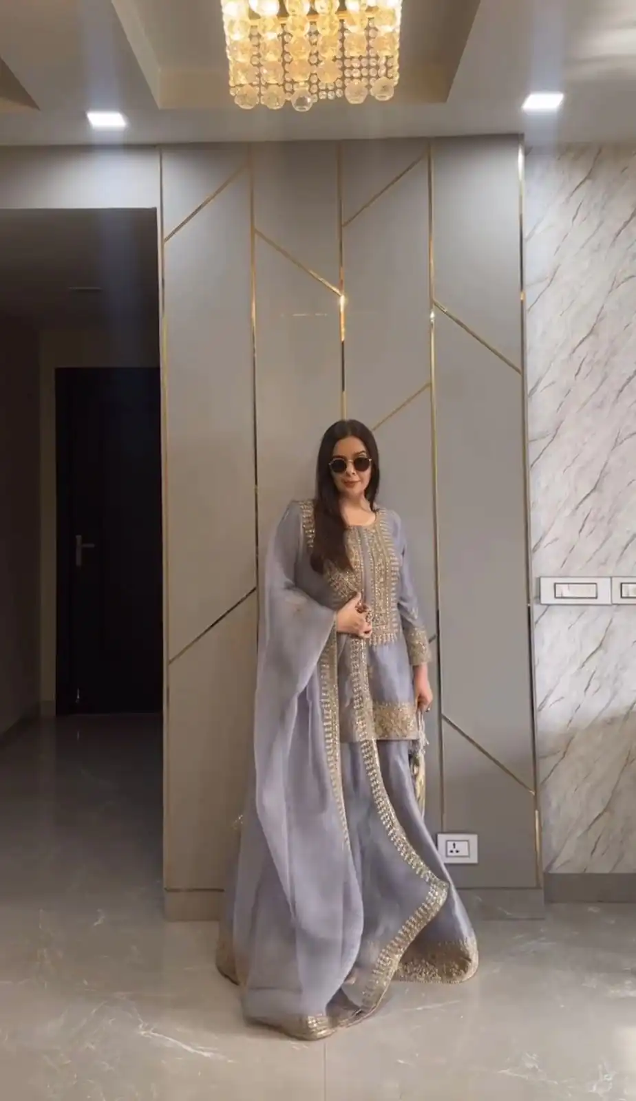 ZF 374 Grey Color Chinnon Silk Embroidery Sequence Salwar Suit Casual, Wedding, Party, Events Etc. Expected Delivery 4-6 Working Days 2099/- | Jump Suits, Salwar suit, Designer Suits, Casual Suits, Creative suits, Palazzo Suits, Party Wear Suits, Patiala Suits, Straight Suits