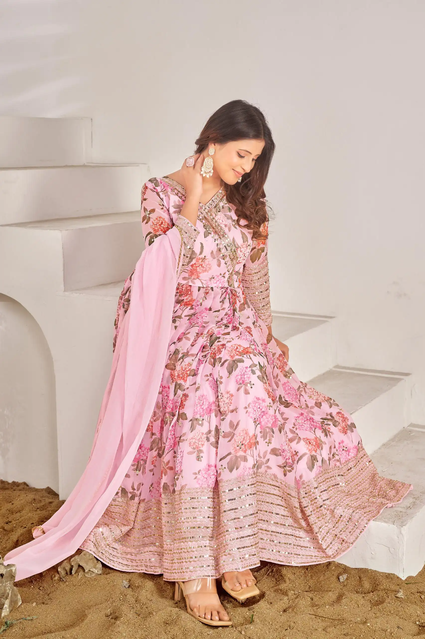NSR 751 Pink Color Georgette Embroidery Sequence Sharara Suit Casual, Wedding, Party, Festive, Events Etc. Expected Delivery 4-6 Working Days @2099/- | Jump Suits, Salwar suit, Designer Suits, Casual Suits, Creative suits, Palazzo Suits, Party Wear Suits, Patiala Suits, Straight Suits
