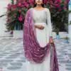 AD157 White & Purple Color Chinon Silk Embroidery Sequence Salwar Suit Wedding, Party, Festive, Events Expected Delivery 4-6 Working Days @ 2099/- | Salwar suit, Designer Suits, Casual Suits, Creative suits, Palazzo Suits, Party Wear Suits, Patiala Suits, Straight Suits