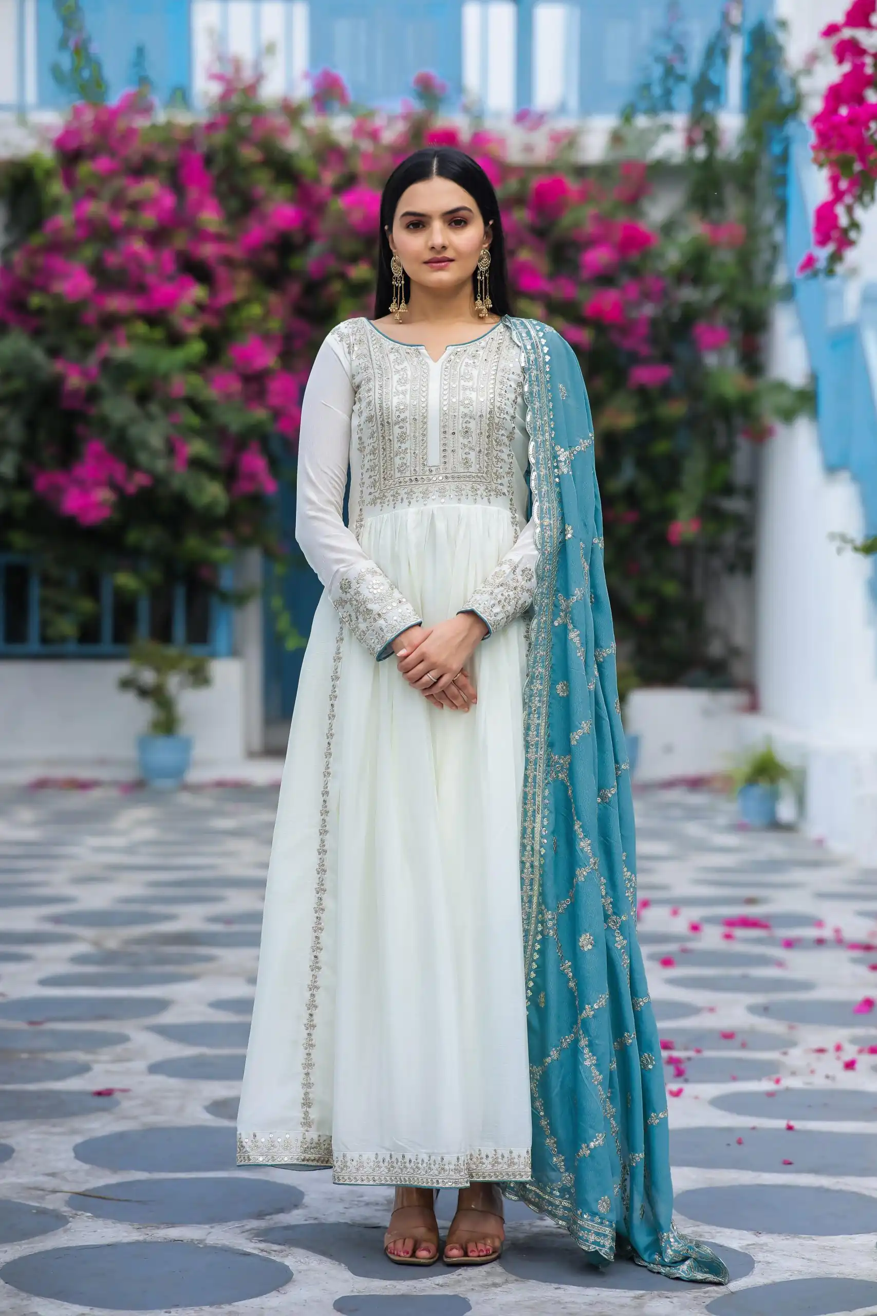 AD157 White & Sky Blue Color Chinon Silk Embroidery Sequence Salwar Suit Wedding, Party, Festive, Events Expected Delivery 4-6 Working Days @ 2099/- | Salwar suit, Designer Suits, Casual Suits, Creative suits, Palazzo Suits, Party Wear Suits, Patiala Suits, Straight Suits
