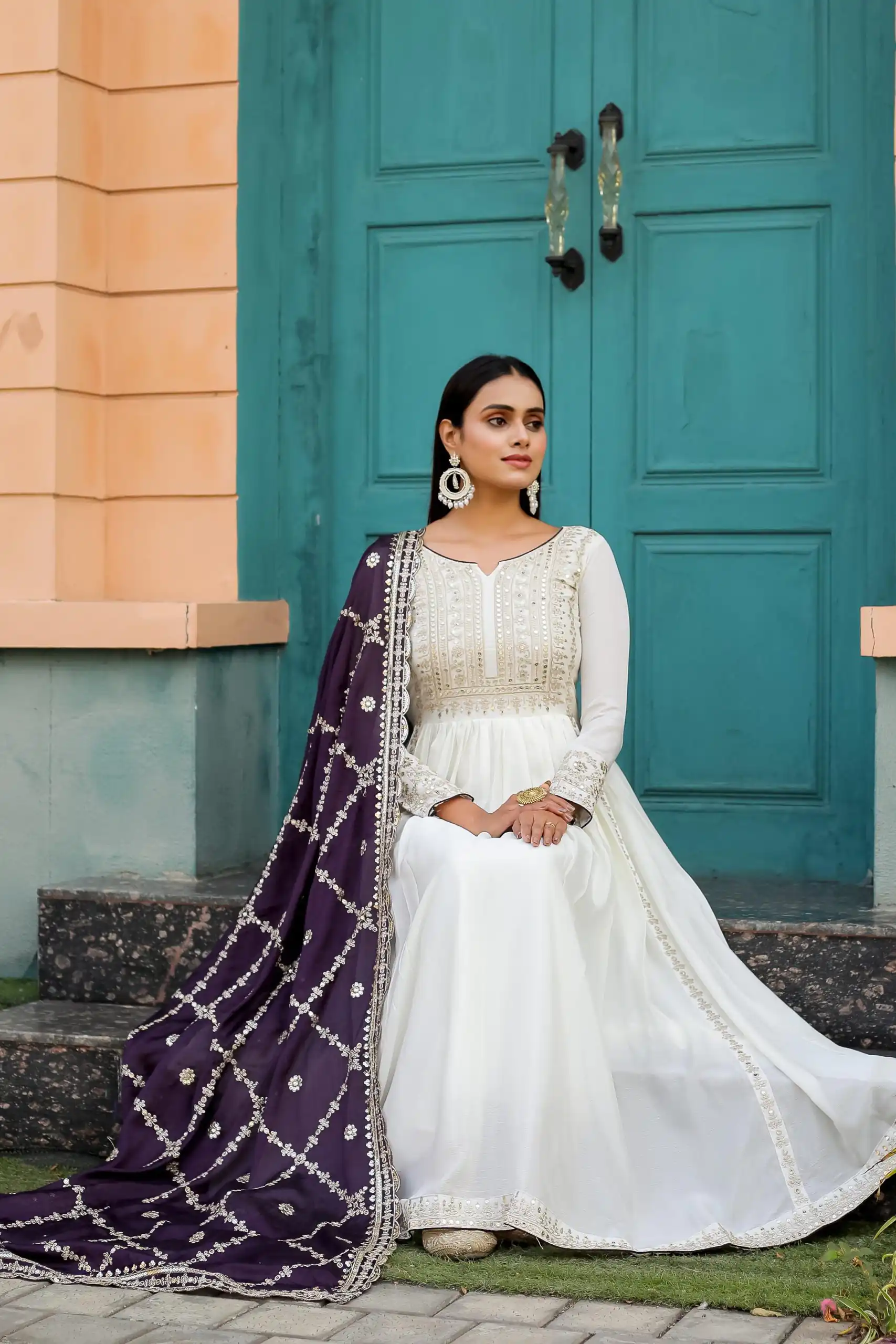AD157 White & Violet Color Chinon Silk Embroidery Sequence Salwar Suit Wedding, Party, Festive, Events Expected Delivery 4-6 Working Days @ 2099/- | Salwar suit, Designer Suits, Casual Suits, Creative suits, Palazzo Suits, Party Wear Suits, Patiala Suits, Straight Suits