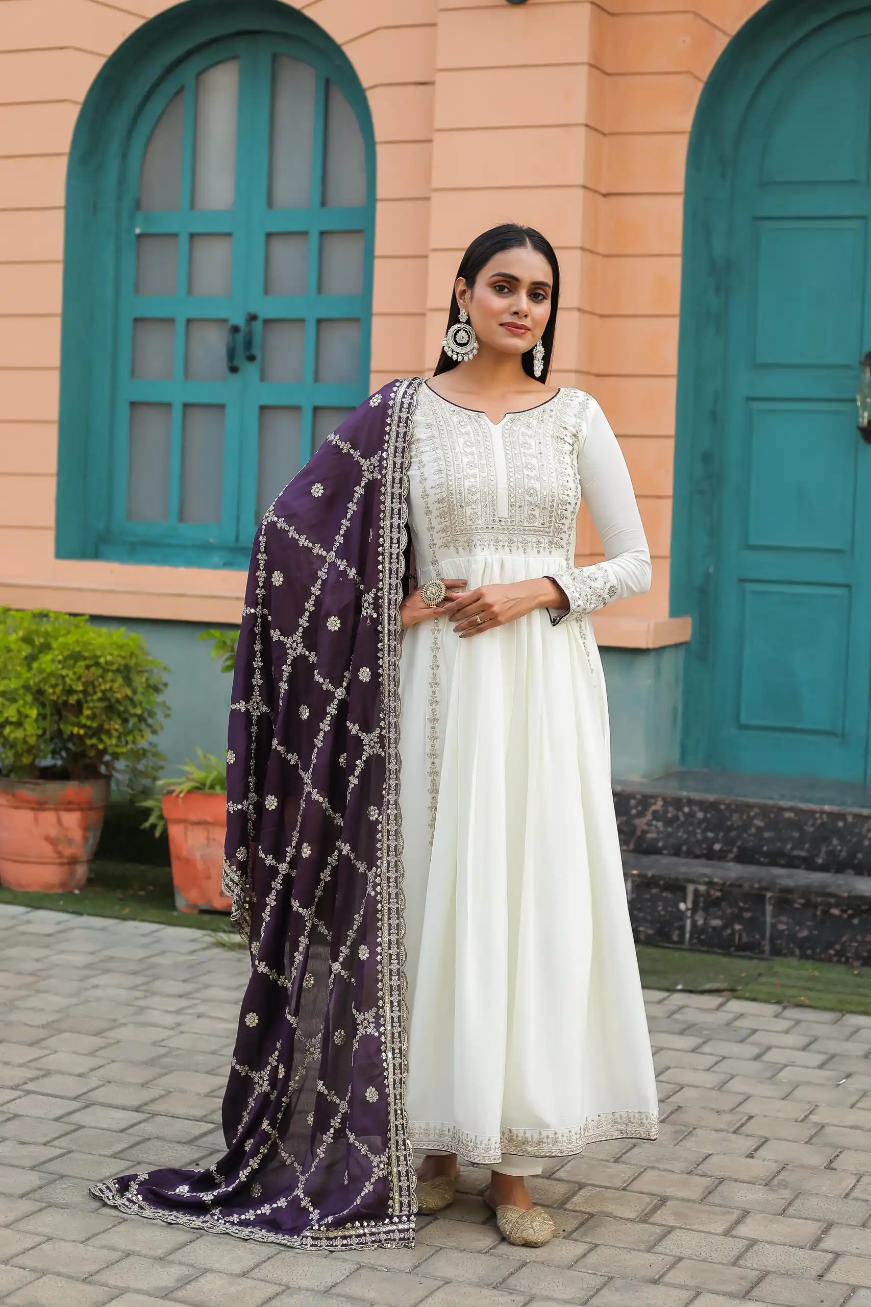 AD157 White & Violet Color Chinon Silk Embroidery Sequence Salwar Suit Wedding, Party, Festive, Events Expected Delivery 4-6 Working Days @ 2099/- | Salwar suit, Designer Suits, Casual Suits, Creative suits, Palazzo Suits, Party Wear Suits, Patiala Suits, Straight Suits