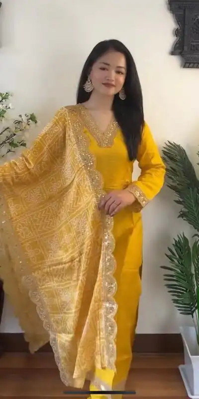 VLM 172 Yellow color Georgette Embroidery Full Sleeves Salwar Suit Casual, Wedding, Party, Festive, Events . Expected Delivery  4-6 Working Days @1999/- | Jump Suits, Salwar suit, Designer Suits, Casual Suits, Creative suits, Palazzo Suits, Party Wear Suits, Patiala Suits, Straight Suits