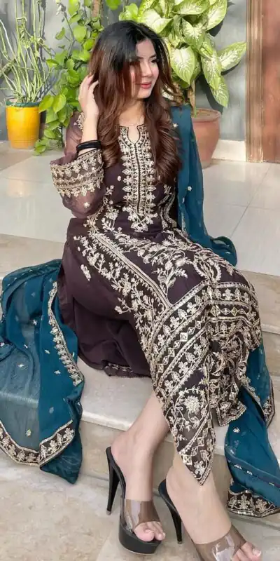 SSR 466 White Chinnon Silk Embroidery Sequins Sharara Suit Wedding, Party, Festive, Events Etc.   Expected Delivery 4-6 Working Days @1999/- | Salwar suit, Designer Suits, Casual Suits, Creative suits, Palazzo Suits, Party Wear Suits, Straight Suits