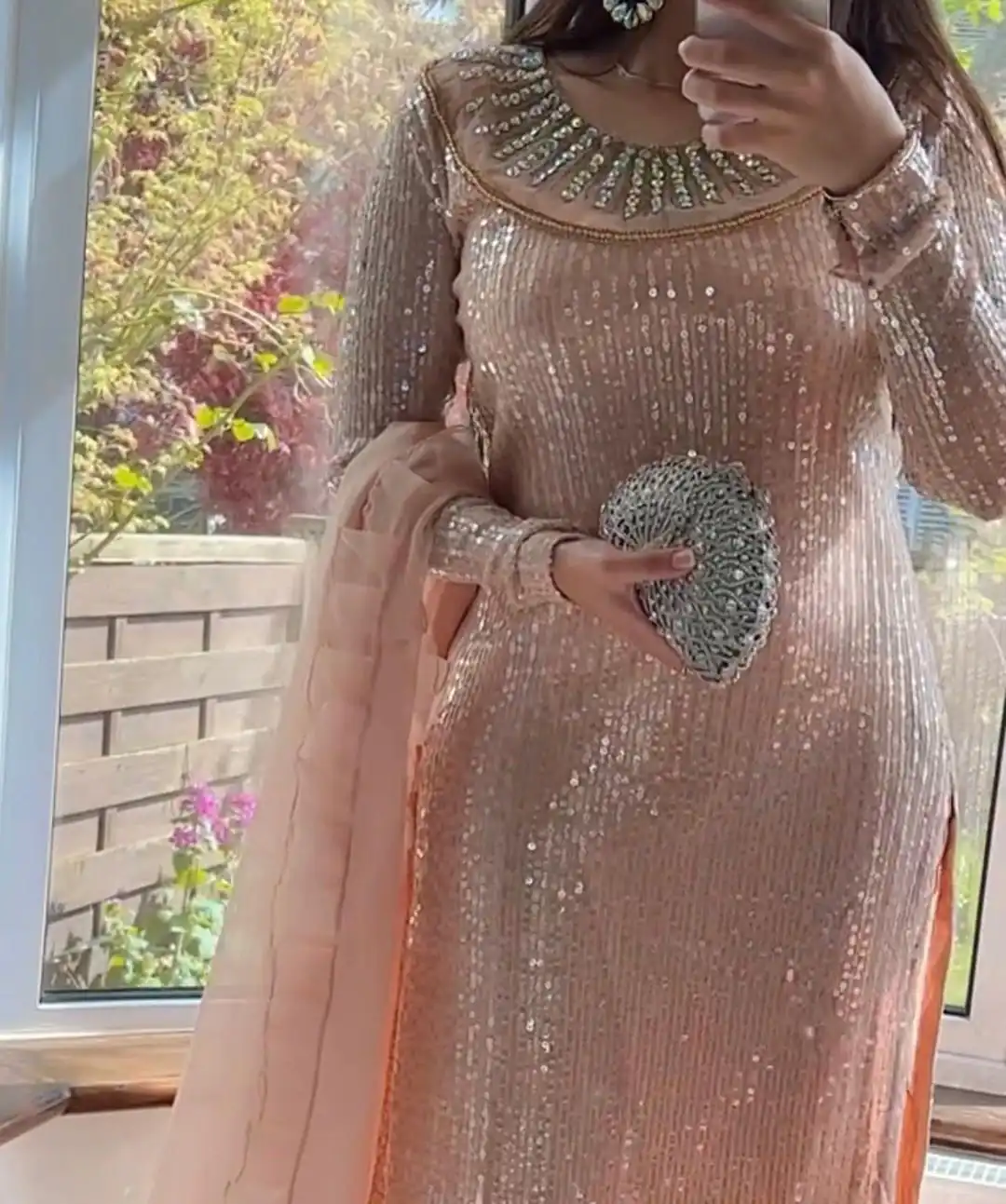 VLM 187 Peach color Georgette Embroidery Real Mirror SAlwar Suit Casual, Wedding, Party, Festive, Events . Expected Delivery  4-6 Working Days @2049/- | Jump Suits, Salwar suit, Designer Suits, Casual Suits, Creative suits, Palazzo Suits, Party Wear Suits, Patiala Suits, Straight Suits