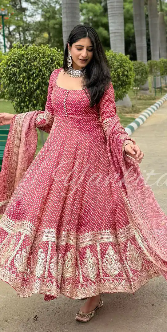 Sr 1617 Pink color Georgette Material Digital Printed Anarkali Suit Casual, Wedding, Party, Festive, Events . Expected Delivery  4-6 Working Days @2149/- | Anarkali Suits, Bollywood Anarkali, Creative-Anarkali, Designer Anarkali, Embroidered Anarkali, Party Wear Anarkali