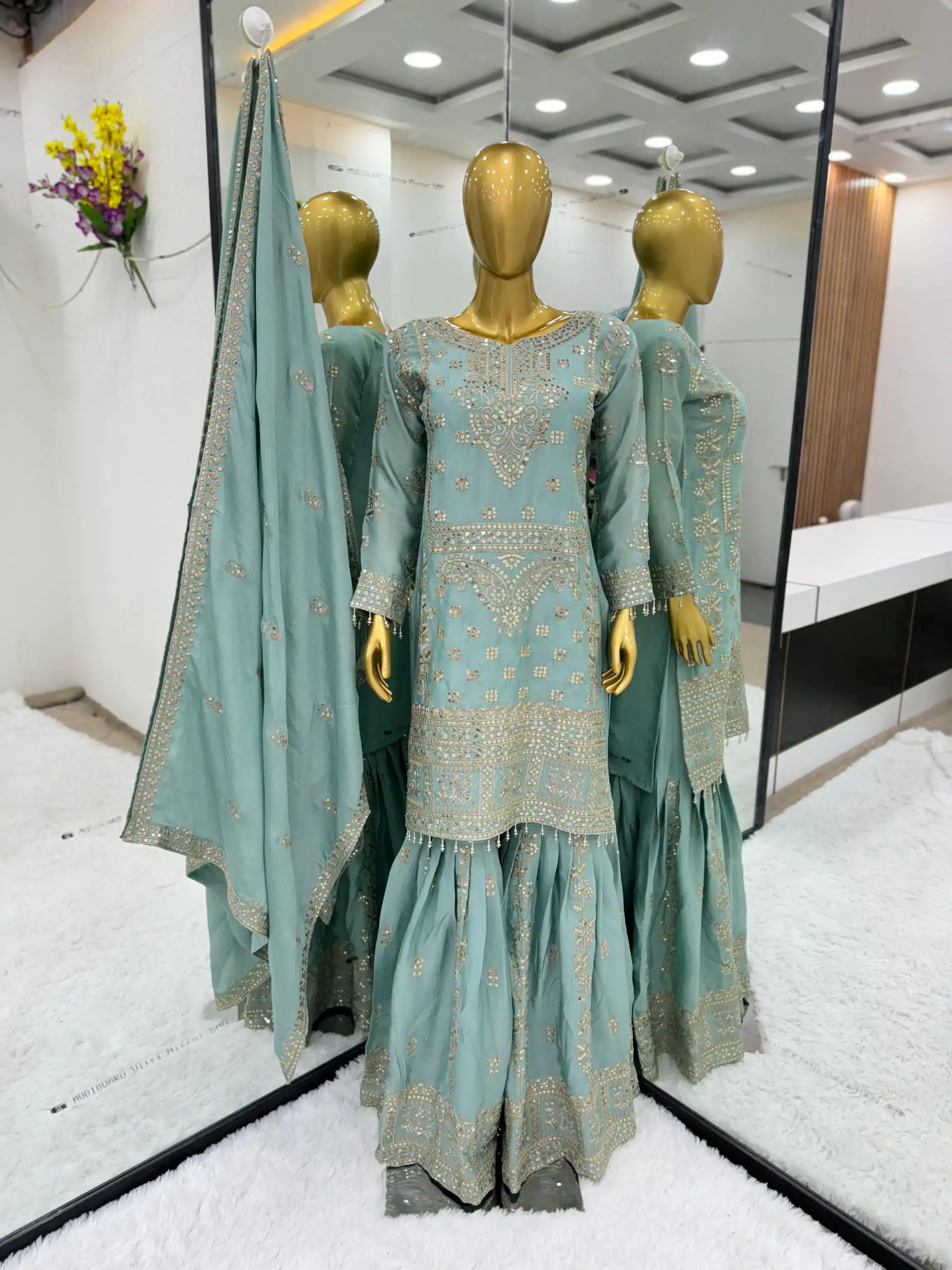  ZSR-3066 Blue Color Chinnon Embroidery Sequence Salwar Suit Casual, Wedding, Festive, Events Expected Delivery 4-6 Working Days @2199/- | Jump Suits, Salwar suit, Designer Suits, Casual Suits, Creative suits, Palazzo Suits, Party Wear Suits, Patiala Suits, Straight Suits