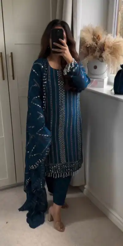 NF 1198 Blue color Faux Georgette Embroidery Salwar Suit Casual, Wedding, Party, Festive, Events . Expected Delivery 4-6 Working Days @2199 | Jump Suits, Salwar suit, Designer Suits, Casual Suits, Creative suits, Palazzo Suits, Party Wear Suits, Patiala Suits, Straight Suits