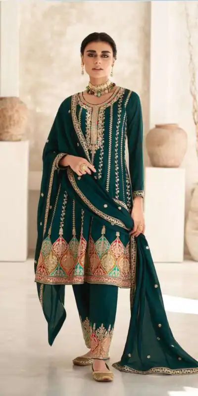  DS 9776 Green  Color Premium Silk Embroidery Work Sharara Suit Wedding, Party, Festive, Events Etc. Expected Delivery 4-6 Working Days @2799 | Salwar suit, Designer Suits, Casual Suits, Creative suits, Palazzo Suits, Party Wear Suits, Straight Suits