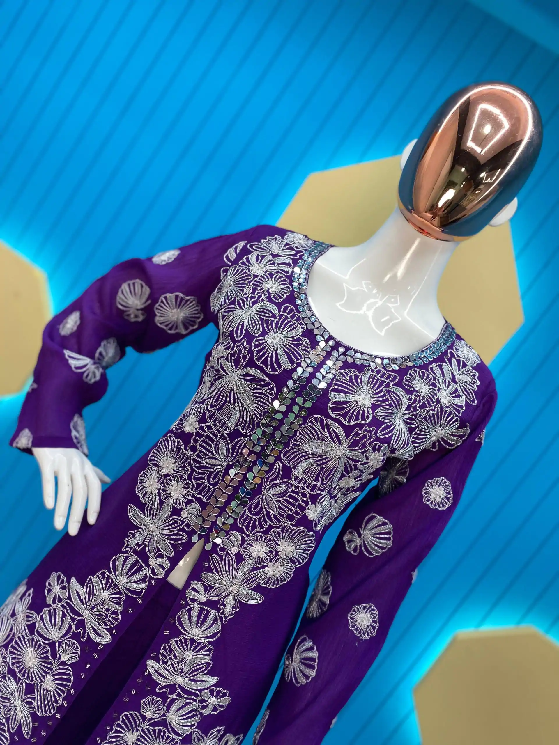 LG 1849 Violet Color Chinon Silk Embroidered Sequence Salwar Suit Party, Wedding, Festive, Events Etc., Expected Delivery 4-6 Working Days@1999/- Only | Salwar suit, Designer Suits, Casual Suits, Creative suits, Palazzo Suits, Party Wear Suits, Patiala Suits, Straight Suits