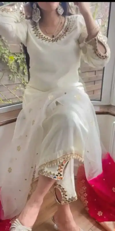 VLM 178 White Color Chinnon Silk Embroidery Work Salwar Suit Wedding, Party, Festive, Events Expected Delivery 4-6 Working Days @ 1899/- Only | Salwar suit, Designer Suits, Casual Suits, Creative suits, Party Wear Suits, Straight Suits