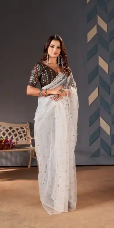 BT 1158 White Color Heavy Butterfly Net Embroidery Saree Casual, Party Wear, Traditional Wear, Wedding Wear, Expected Delivery 4-6 Working Days@1699 | Sarees, Bollywood Sarees, Creative Sarees, Designer Sarees, Ethnic Saree, Modern Digital sarees, Party Wear Sarees