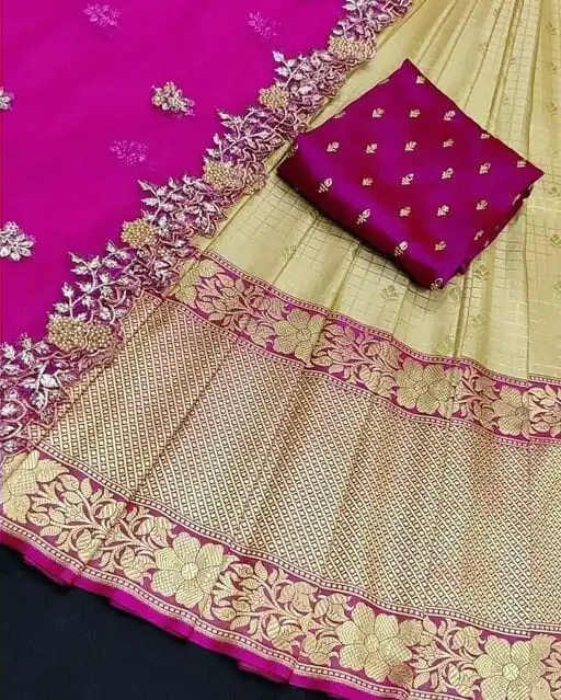 SC Mohini Yellow Color Kanjivaram Silk Zari Design Half Saree , Party Wear, Events, Festivals Expected Delivery 4-6 Working Days 1749/- | Lehenga, Bollywood Lehenga, Creative Lehenga, Designer Lehenga, Embroidered Lehenga, Party Wear Lehenga