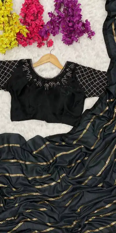 AC Black LABEL Color Vichitra Fabric And Sequence Work Saree Casual, Wedding, Festive, Events Expected Delivery 4-6 Working Days @1849 /- | Sarees, Bollywood Sarees, Creative Sarees, Designer Sarees, Embroidered Sarees, Ethnic Saree, Modern Digital sarees, Party Wear Sarees