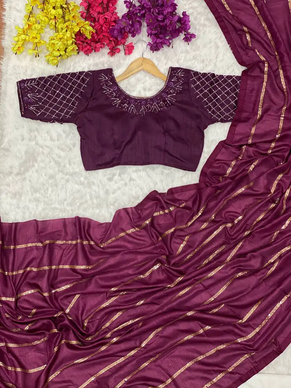 AC Purple LABEL Color Vichitra Fabric And Sequence Work Saree Casual, Wedding, Festive, Events Expected Delivery 4-6 Working Days @1849 /- | Sarees, Bollywood Sarees, Creative Sarees, Designer Sarees, Embroidered Sarees, Ethnic Saree, Modern Digital sarees, Party Wear Sarees