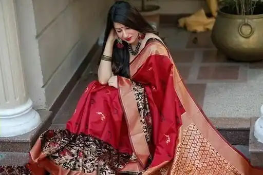 ES 8160 Red Color Soft Lichi Silk Butti Work Saree Casual, Wedding, Party, Festive, Events Etc. Expected Delivery 4-6 Working Days @1499/- | Sarees, Bollywood Sarees, Creative Sarees, Designer Sarees, Embroidered Sarees, Ethnic Saree, Modern Digital sarees, Party Wear Sarees
