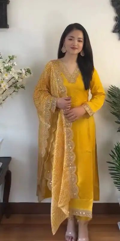 VLM 172 Yellow Color Rayon Embroidery Work Salwar Suit Wedding, Party, Festive, Events Etc.  Expected Delivery 4-6 Working Days @1799/-Only | Salwar suit, Designer Suits, Casual Suits, Creative suits, Palazzo Suits, Party Wear Suits, Straight Suits