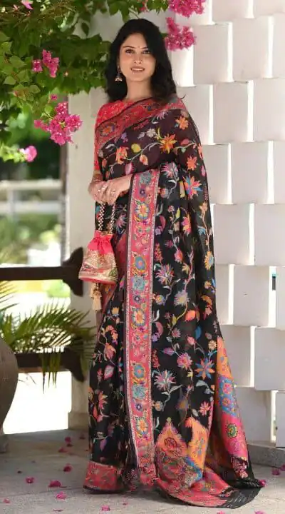 DDF 501 Black Color Kashmiri Running Thread Zari Work Saree Casual, Party Wear, Events, Festivals Etc. Expected Delivery 4-6 Working Days 2399/- | Sarees, Bollywood Sarees, Creative Sarees, Designer Sarees, Embroidered Sarees, Ethnic Saree, Modern Digital sarees, Party Wear Sarees