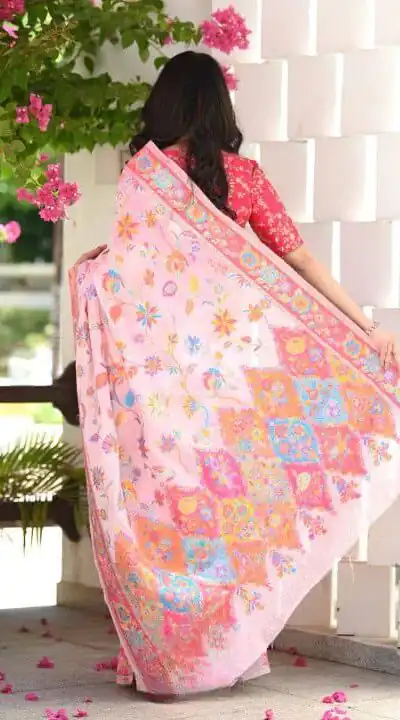 DDF 501 Pink Color Kashmiri Running Thread Zari Work Saree Casual, Party Wear, Events, Festivals Etc. Expected Delivery 4-6 Working Days 2399/- | Sarees, Bollywood Sarees, Creative Sarees, Designer Sarees, Embroidered Sarees, Ethnic Saree, Modern Digital sarees, Party Wear Sarees