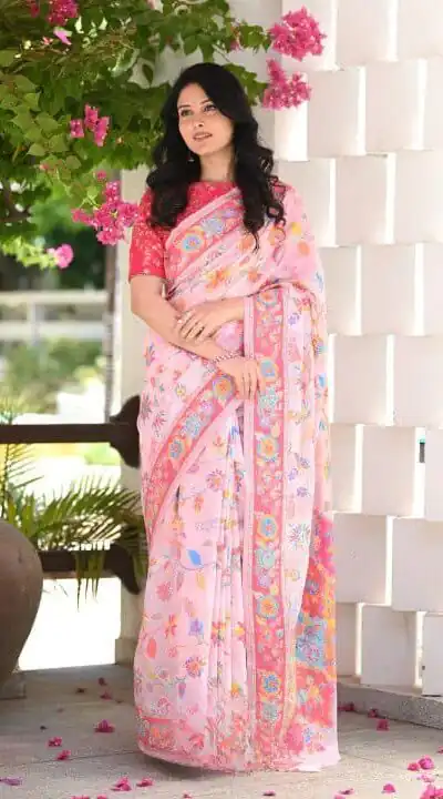 DDF 501 Pink Color Kashmiri Running Thread Zari Work Saree Casual, Party Wear, Events, Festivals Etc. Expected Delivery 4-6 Working Days 2399/- | Sarees, Bollywood Sarees, Creative Sarees, Designer Sarees, Embroidered Sarees, Ethnic Saree, Modern Digital sarees, Party Wear Sarees