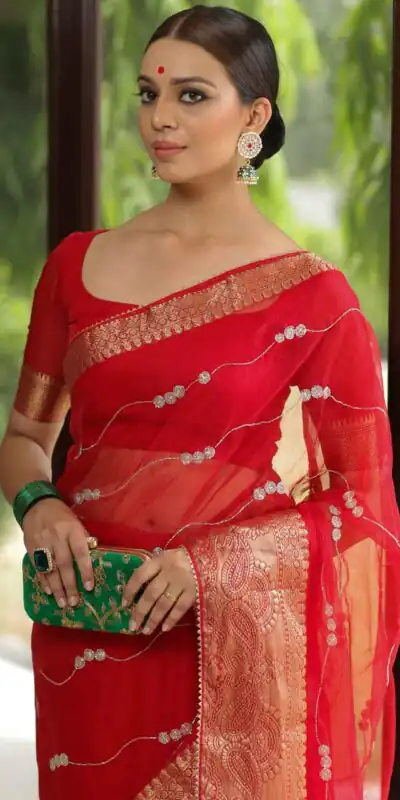 MS Kora Red Color Organza Sequins Lehriya Embroidery Saree Casual, Party Wear, Wedding, Events, Etc. Expected Delivery 4-6 Working Days 1599/- | Sarees, Bollywood Sarees, Creative Sarees, Designer Sarees, Embroidered Sarees, Ethnic Saree, Modern Digital sarees, Party Wear Sarees